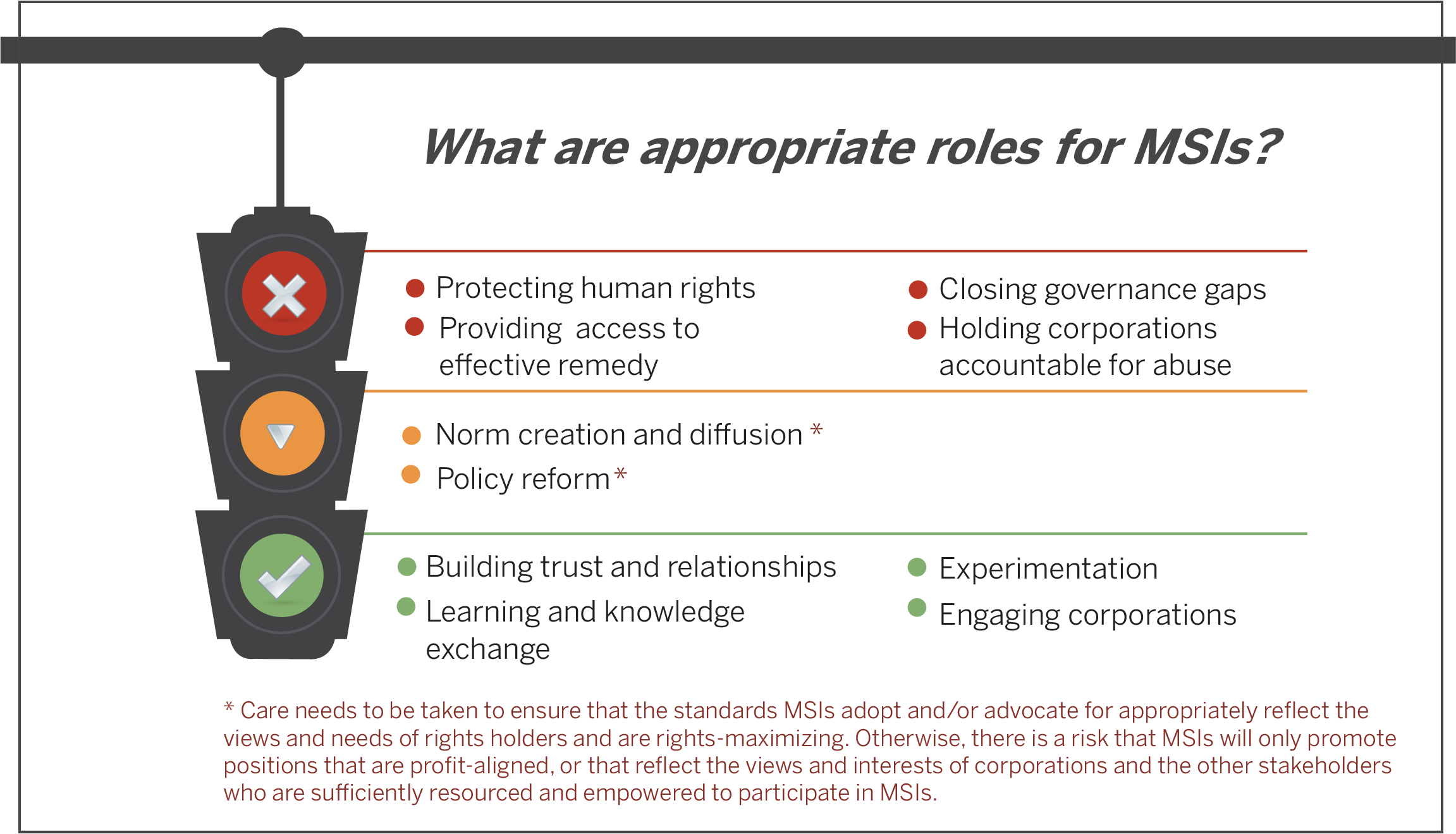 What are appropriate roles for MSIs?
